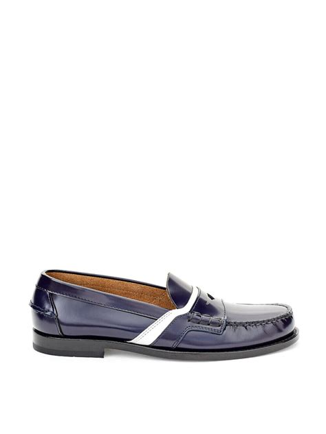 Mocassino Prada Viola con inserto in bianco con logo, linea